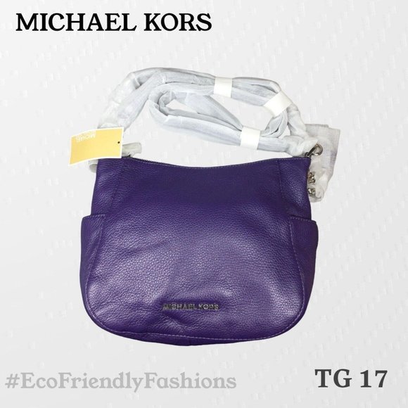 NEW Michael Kors Chandler Purple Large Leather Convertible Shoulder Handbag - Picture 1 of 7